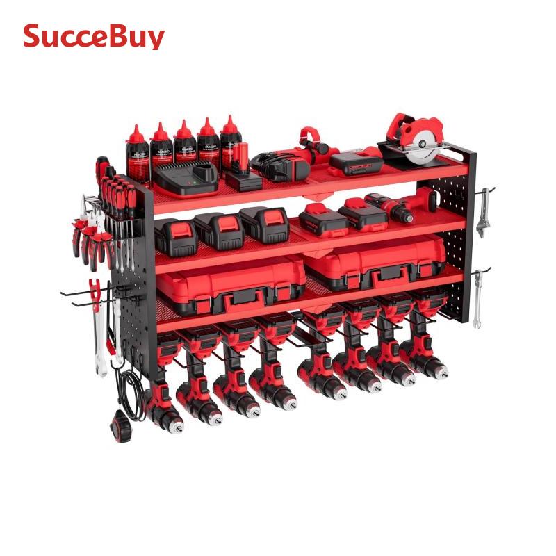 Workshop Electric Tools - SucceBuy 4-laags handgereedschap organizer rek wandmontage