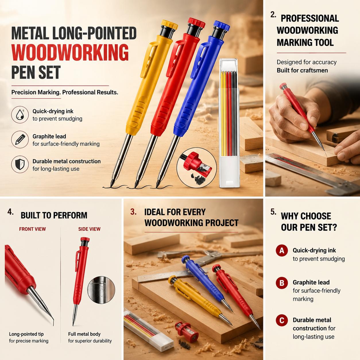 Workshop Tools In Engineering - Professioneel metalen houtbewerkingspotlood met lange punt