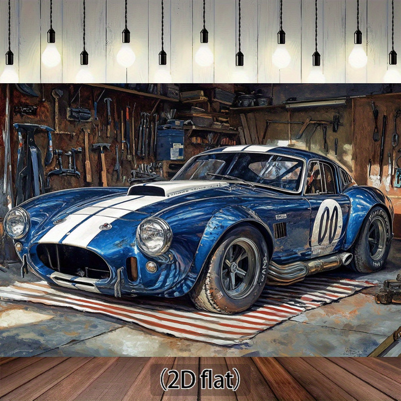 Workshop Tools Background - 1 Vintage Racing Garage Achtergronddoek, Vintage