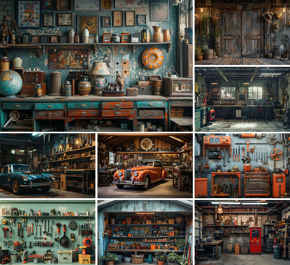 Workshop Tools Background - Mehofond Fotografie Achtergrond Vintage Garage Auto