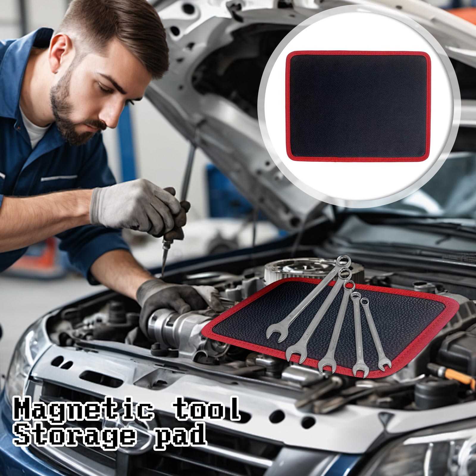 Magnetic Parts Tray - Flexibele magnetische gereedschapshoudermat voor boutschroefsleutels Opvouwbare