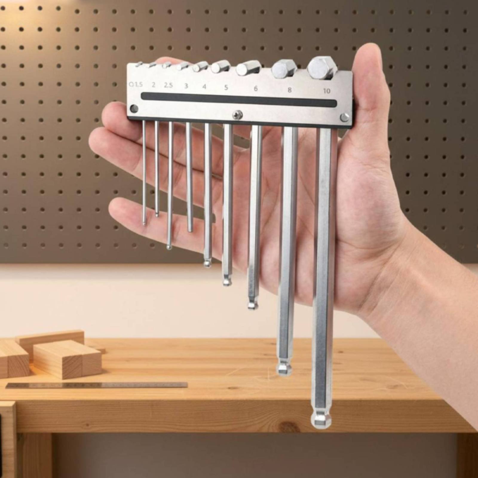 Workshop Tools Holder - Wandmontage inbussleutelhouder metalen pegboard sleutelrek inbussleutel