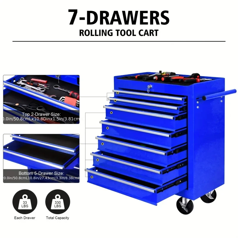 7-laden blauwe multifunctionel - Workshop Tools Trolley recensie en prijs