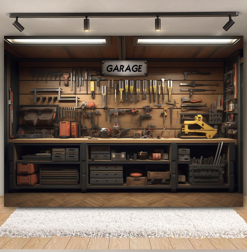 Vintage Garage Achtergrond Aut - Workshop Tools Background recensie en prijs