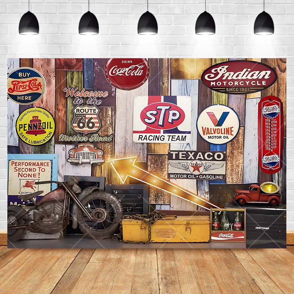 Retro motorfiets auto reparati - Workshop Tools Background recensie en prijs
