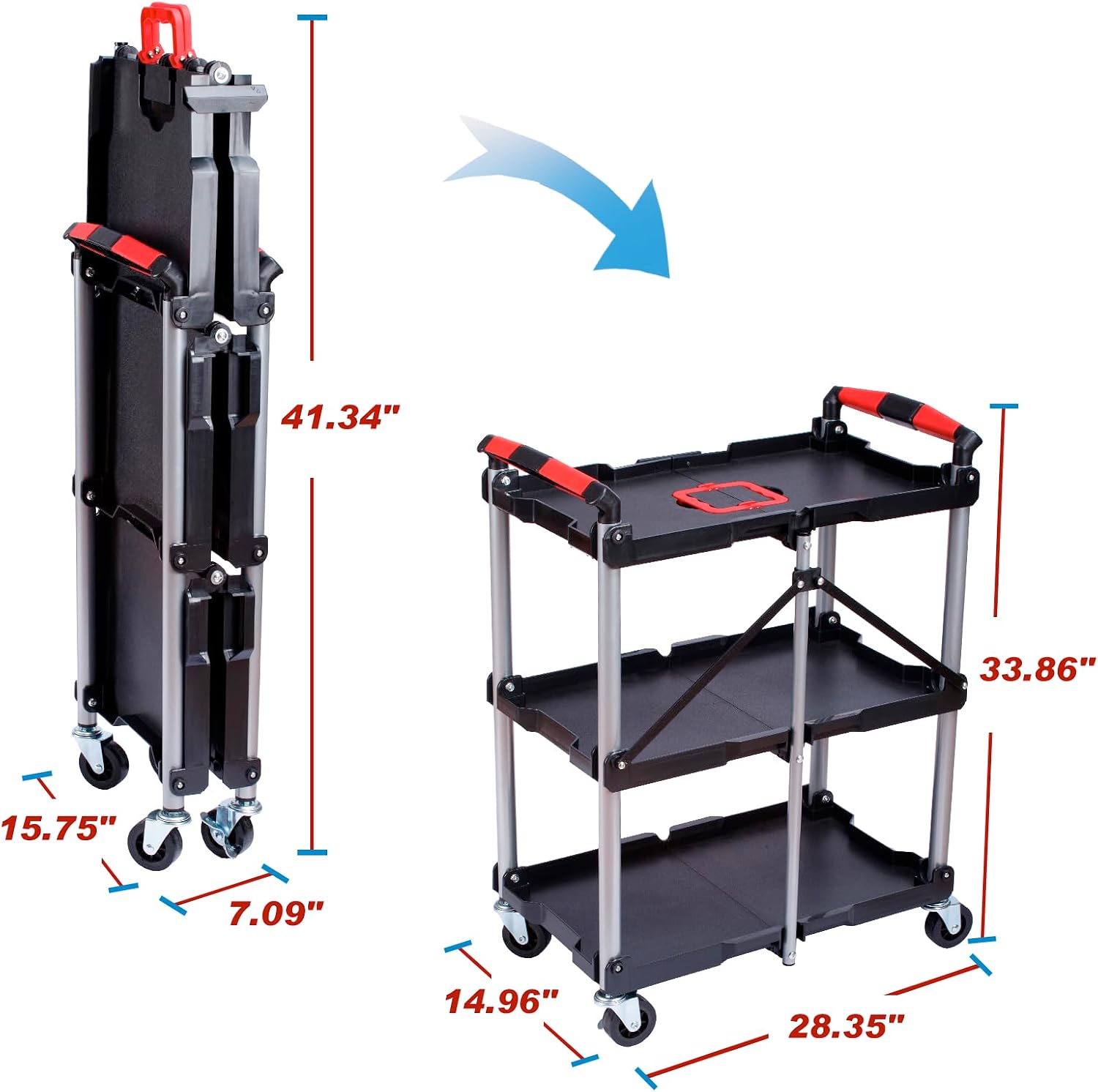 3-laags opvouwbare rollende we - Workshop Tools Trolley recensie en prijs