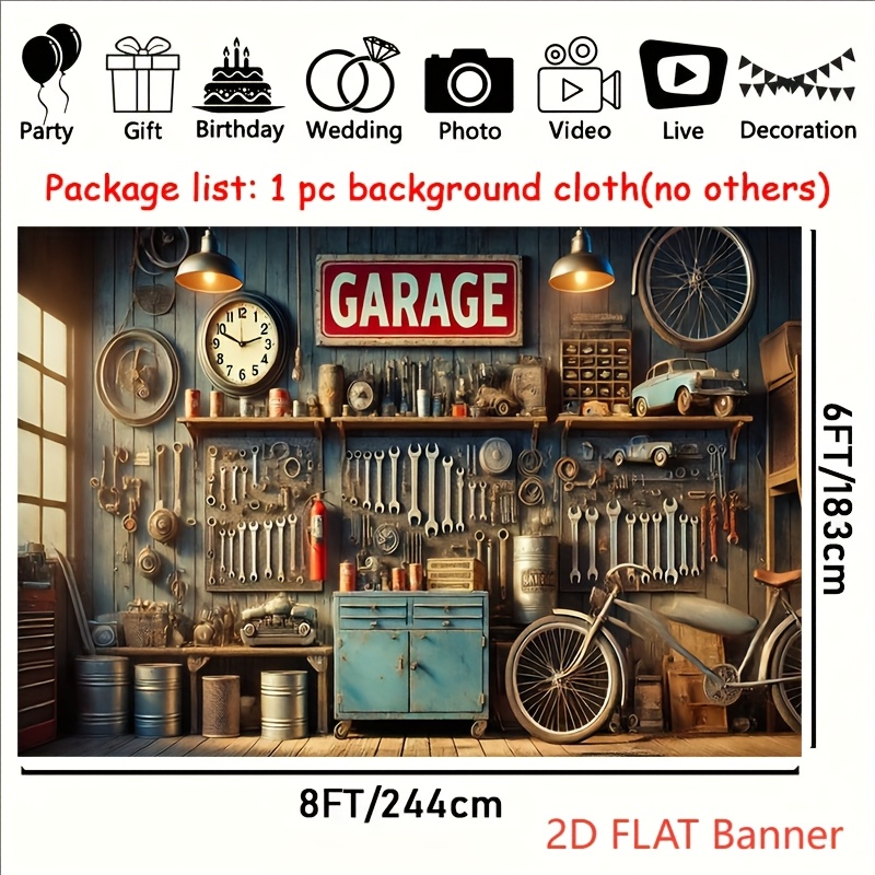Industriële garage achtergrond - Workshop Tools Background recensie en prijs