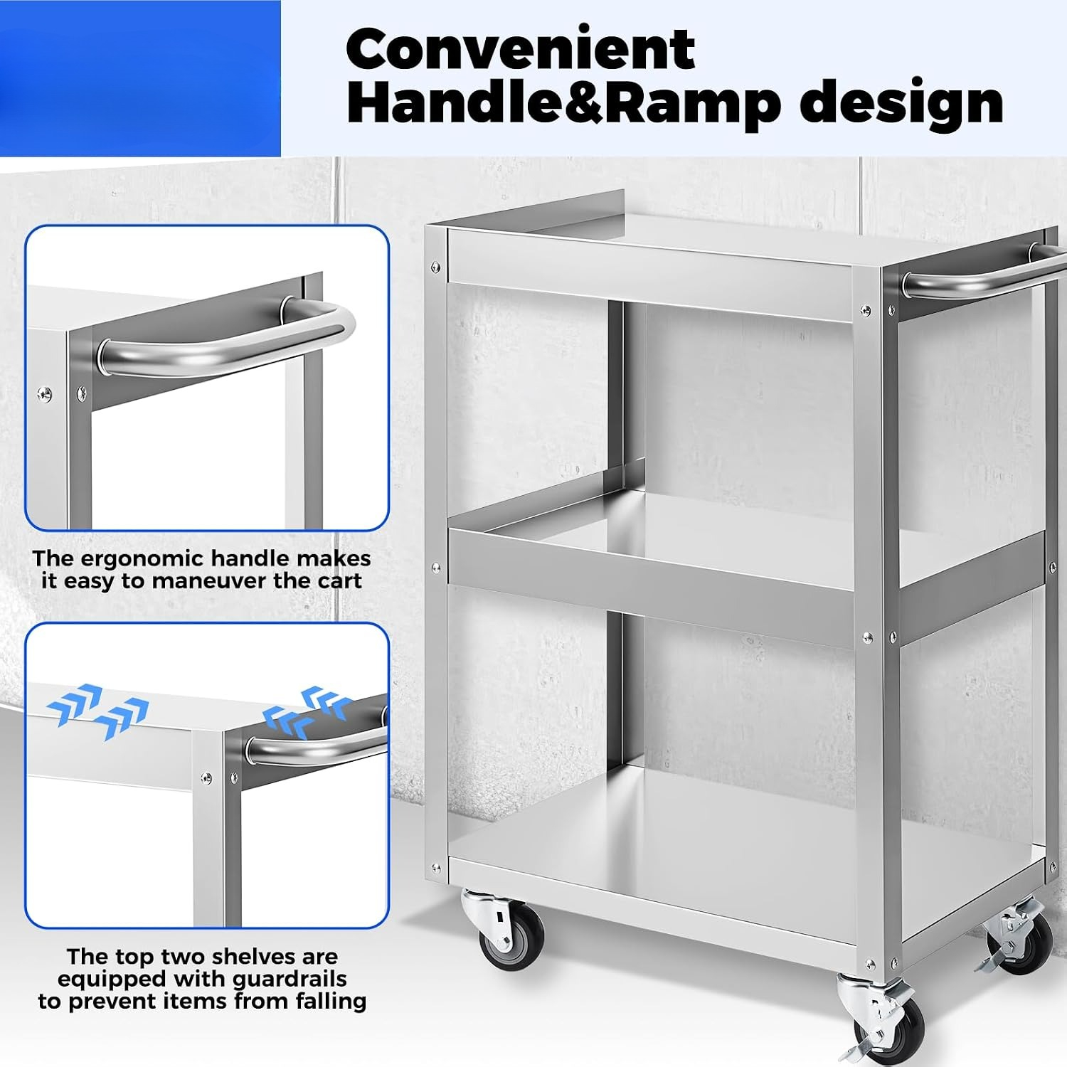 3-laags roestvrijstalen rolwag - Workshop Tools Trolley recensie en prijs
